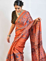 Pathway  - Ajrakh hand block printed Modal Silk Saree