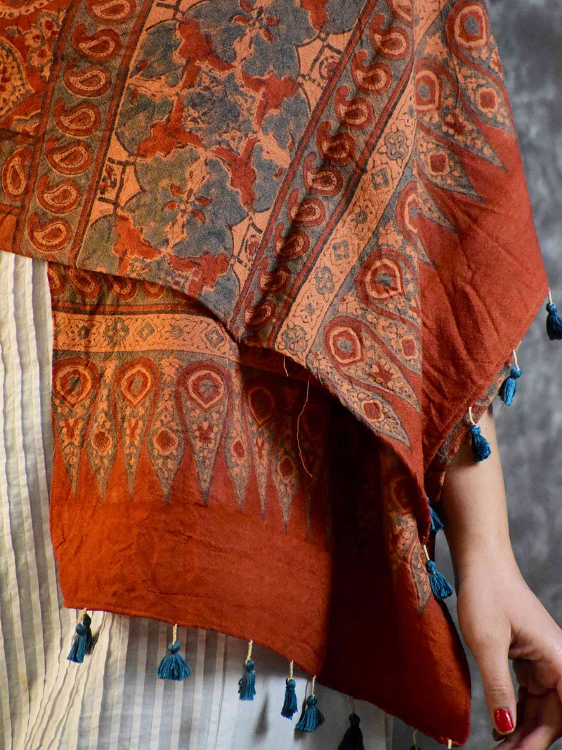 Buy Ajrakh Handloom Merino Wool Stole Online