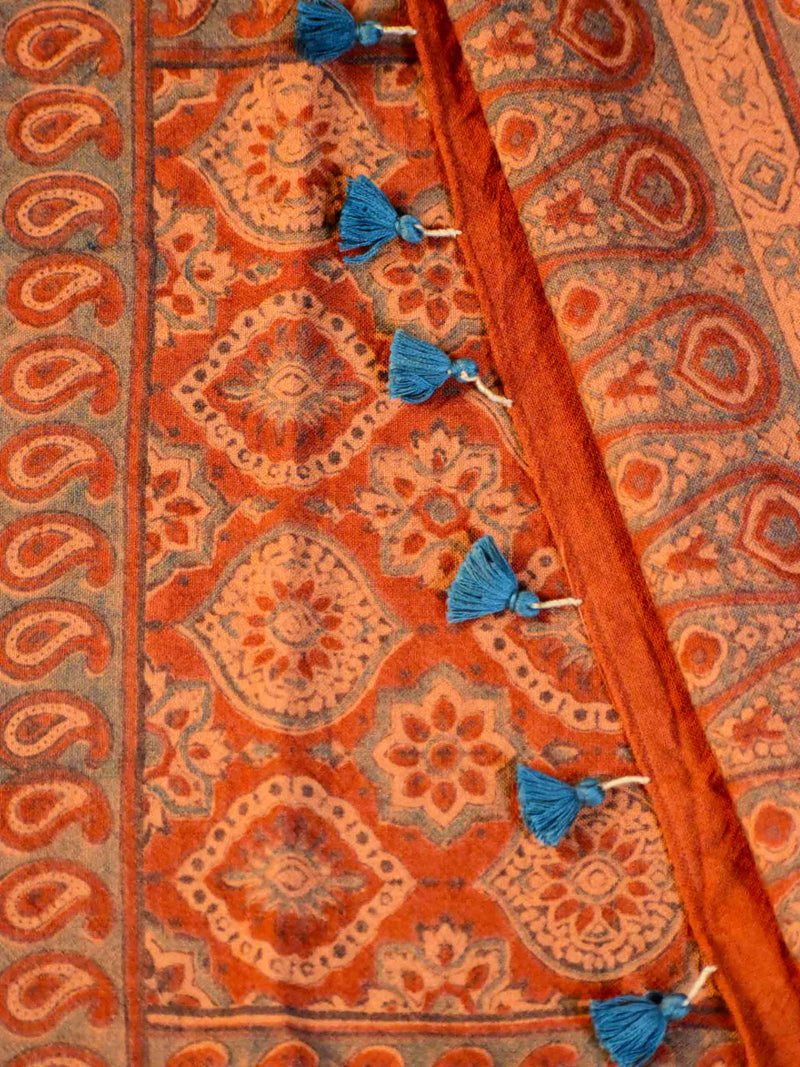Buy Ajrakh Handloom Merino Wool Stole Online