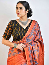 Pathway  - Ajrakh hand block printed Modal Silk Saree
