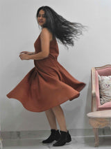 Maroon Organic cotton long dress dancing pose