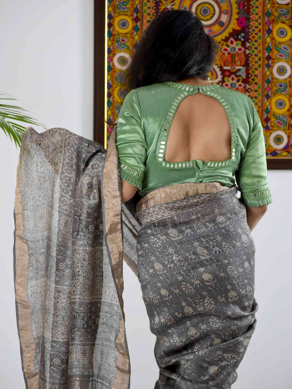 Upvan - mirror work Mashru silk blouse