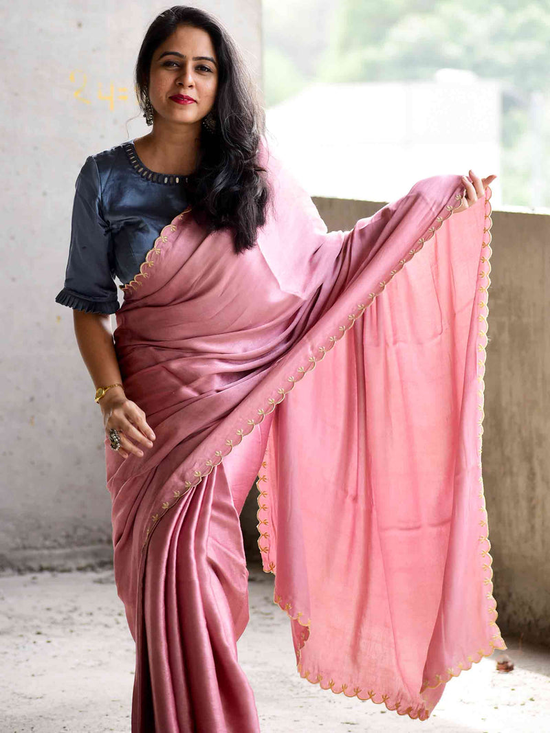 Strawberry mousse - Mashru Silk saree