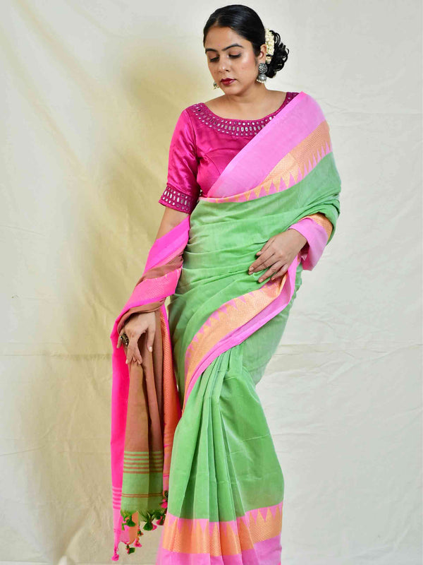 Rangeen - cotton saree with woven border