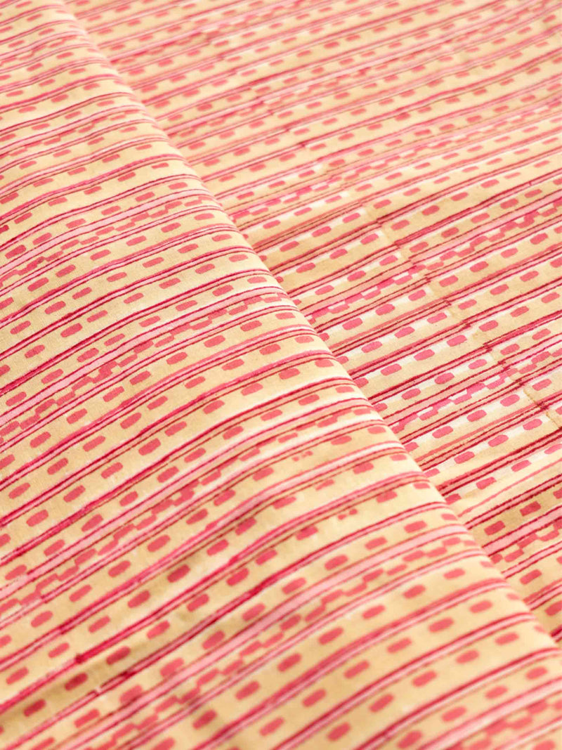 Pink dots- Hand block printed Cotton fabric $38 per meter