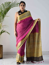 pink bandhani saree online