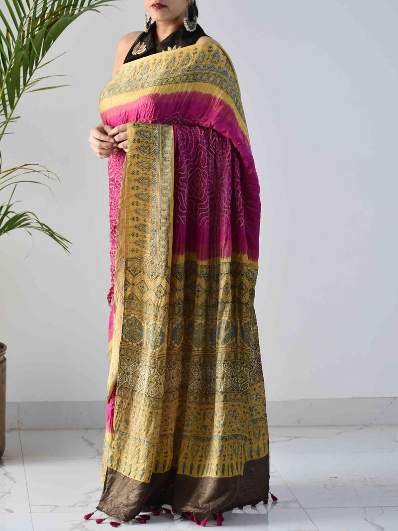 Bandhani silk saree