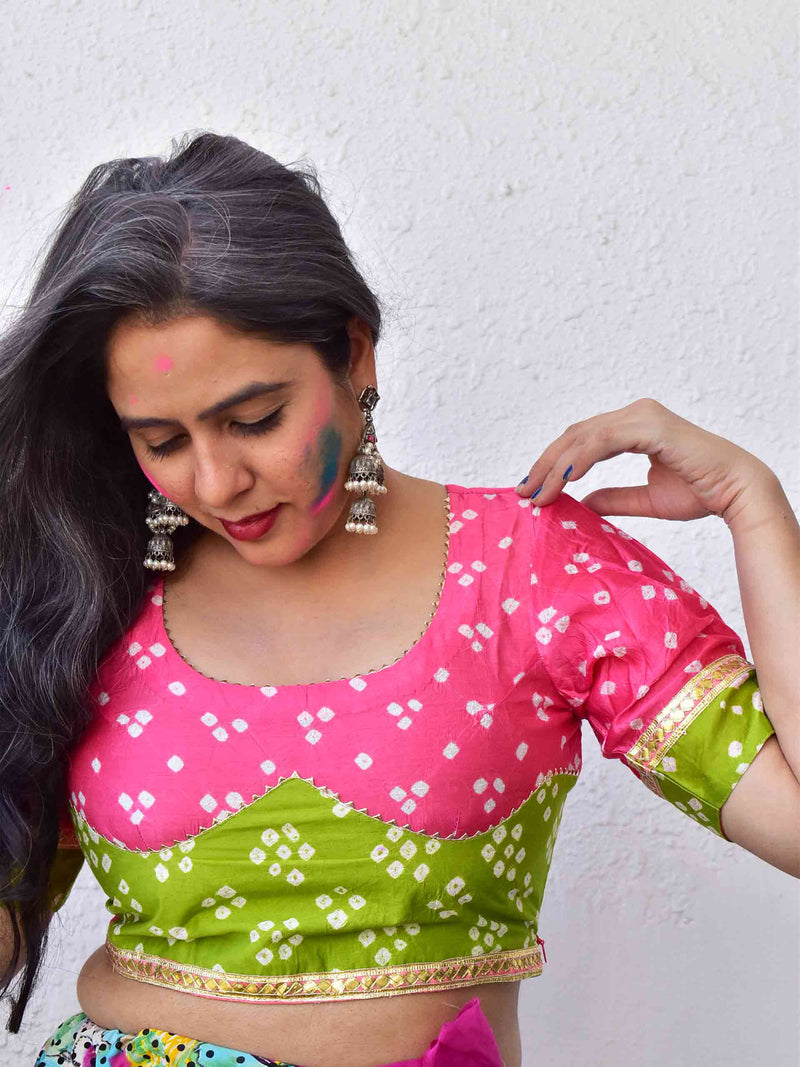 Rangeela - Handloom Chanderi silk Bandhani Blouse