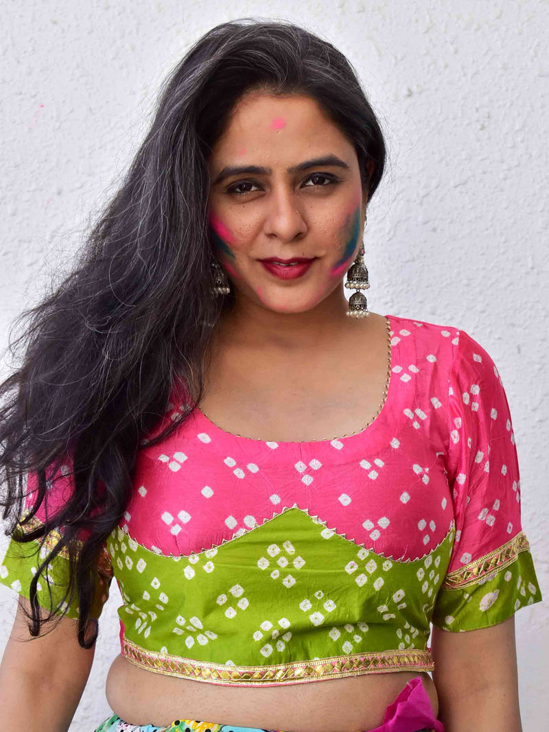 Rangeela - Handloom Chanderi silk Bandhani Blouse