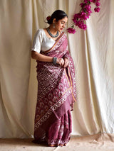 Indie - Dabu Chanderi silk saree