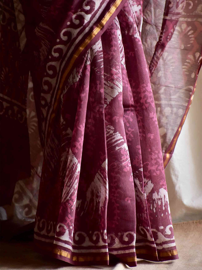 Indie - Dabu Chanderi silk saree