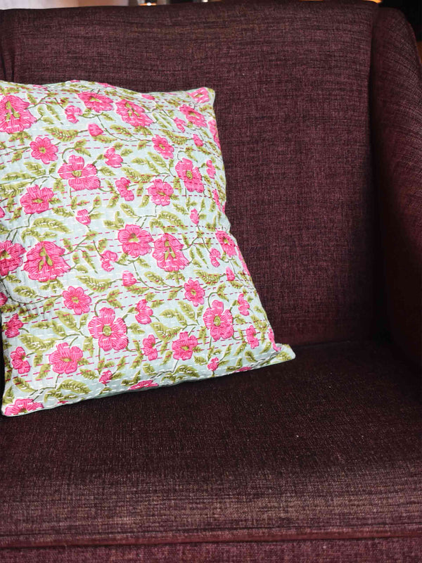 monsoon lily -  kantha embroidered cushion cover 16X16
