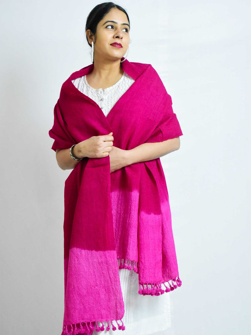 Pink - Handloom merino wool Shawl
