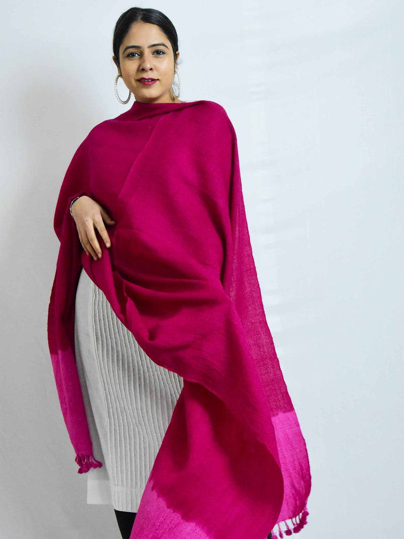 Pink - Handloom merino wool Shawl