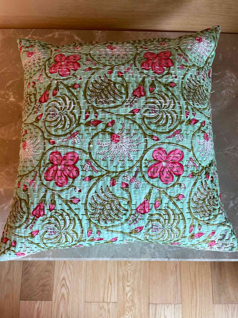 Muses -  kantha embroidered cushion cover 16X16
