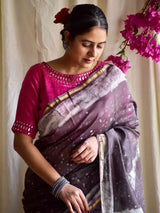 Mausiki - Dabu Chanderi silk saree