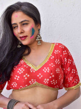 Vrindavan - Handloom Chanderi silk Bandhani Blouse