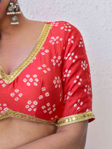 Vrindavan - Handloom Chanderi silk Bandhani Blouse