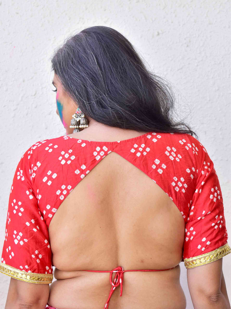 Vrindavan - Handloom Chanderi silk Bandhani Blouse