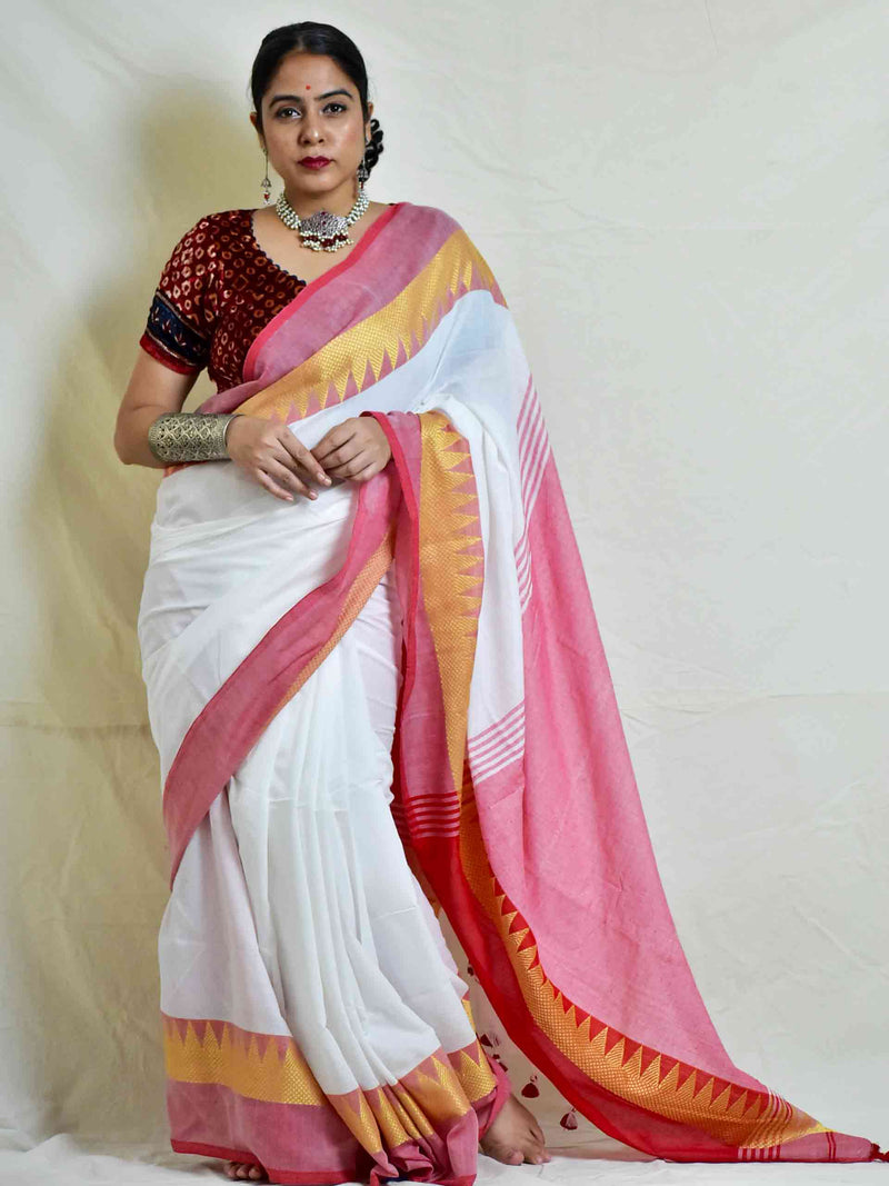 Mala - cotton saree with woven border