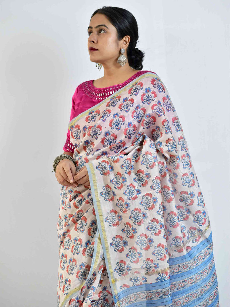 Zikr - Dabu Chanderi silk saree