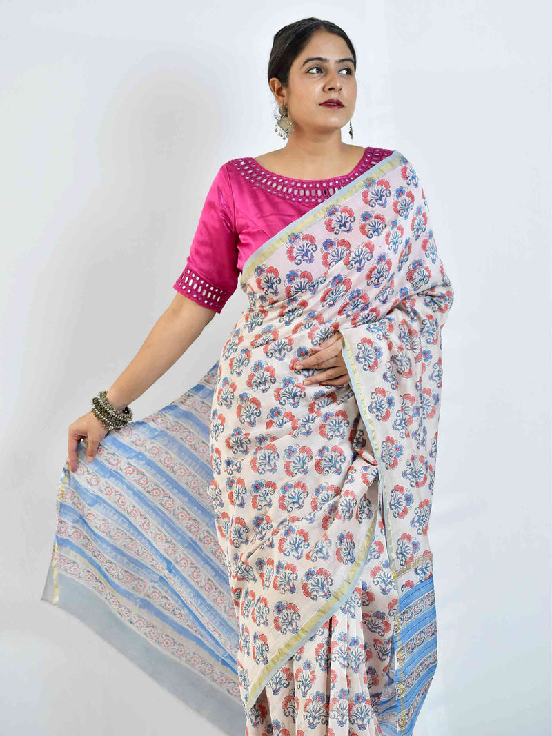 Zikr - Dabu Chanderi silk saree