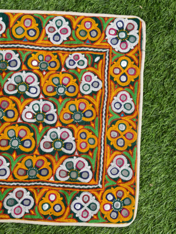 Phula - Kutch Mirror Work Cushion Cover 14 X 14