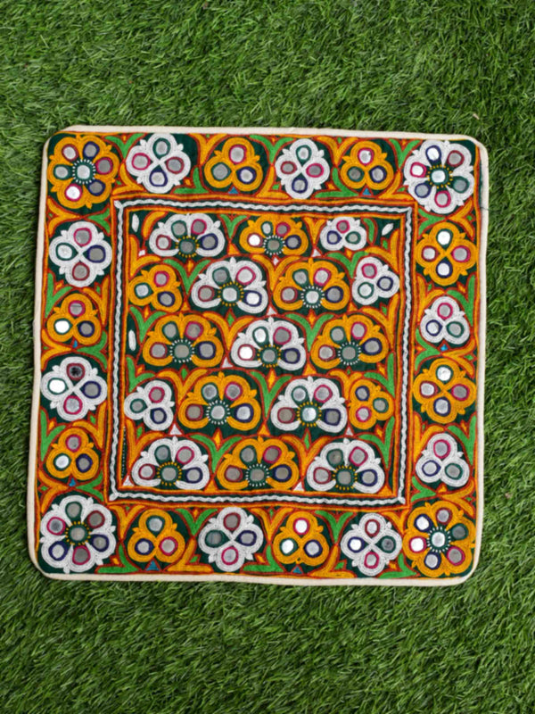Phula - Kutch Mirror Work Cushion Cover 14 X 14