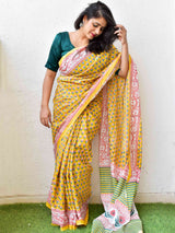 Dhoop - Dabu hand block printed cotton saree