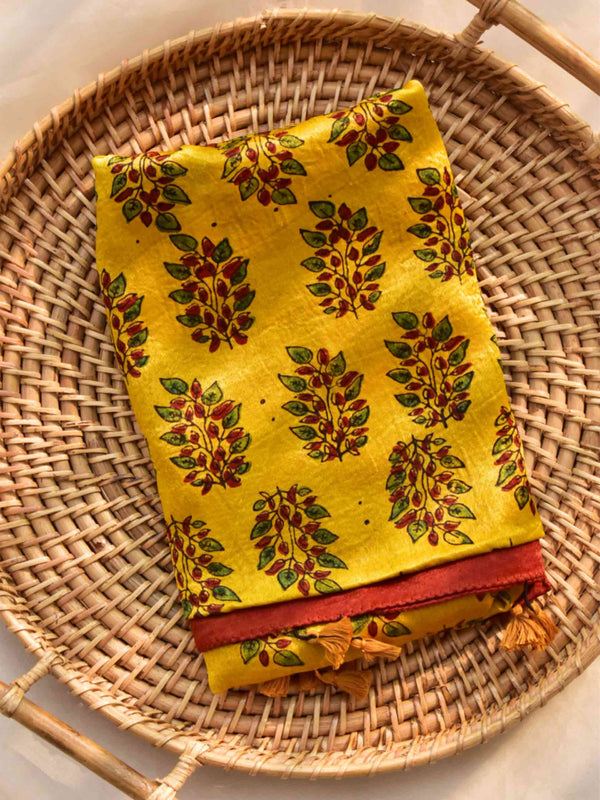 Sunnies - Ajrakh hand block printed Mashru silk stole