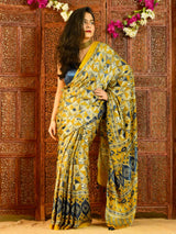 Nazm - Ajrakh mashru silk saree