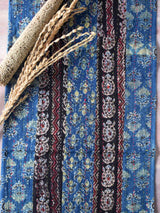 Olives - Ajrakh patchwork with kantha Table Runner 13x74