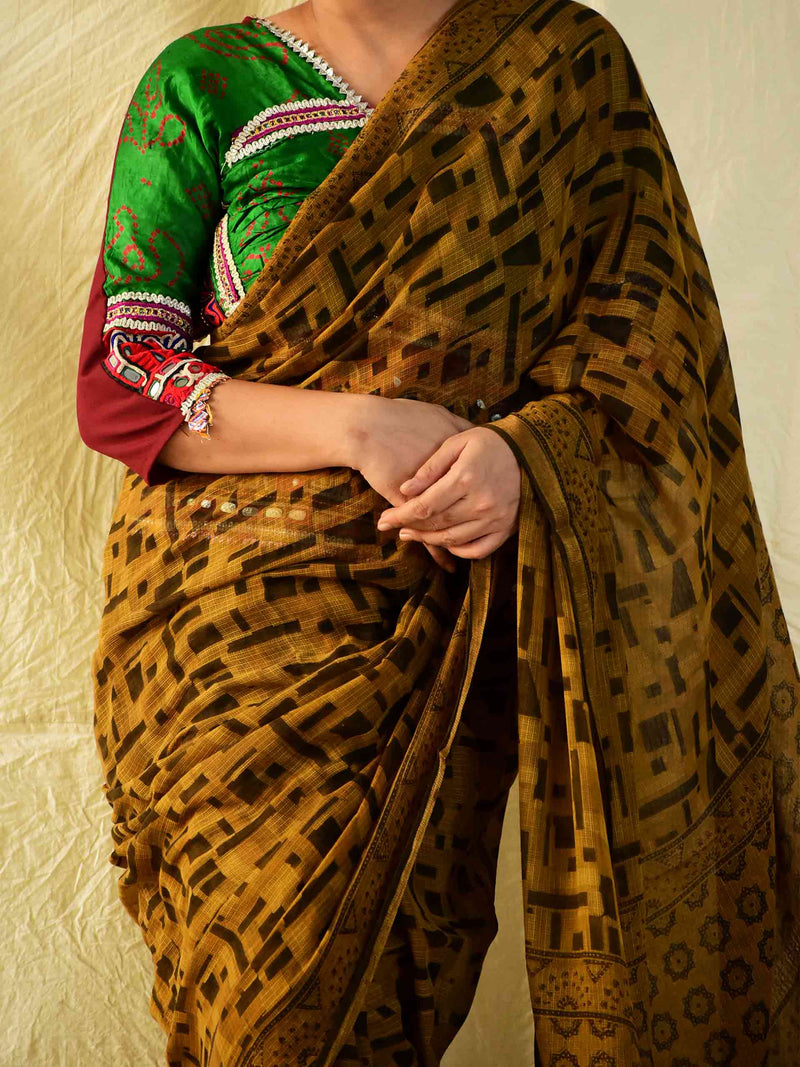 moti - Ajrakh handloom Kota Doria saree