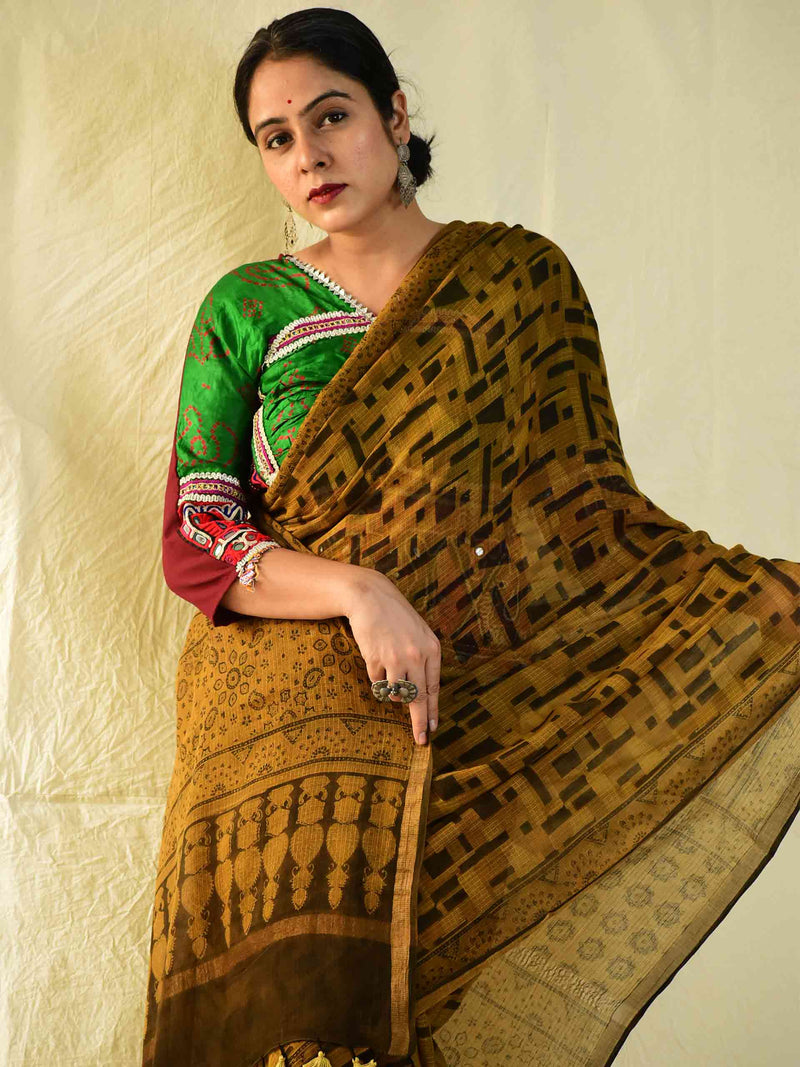 moti - Ajrakh handloom Kota Doria saree