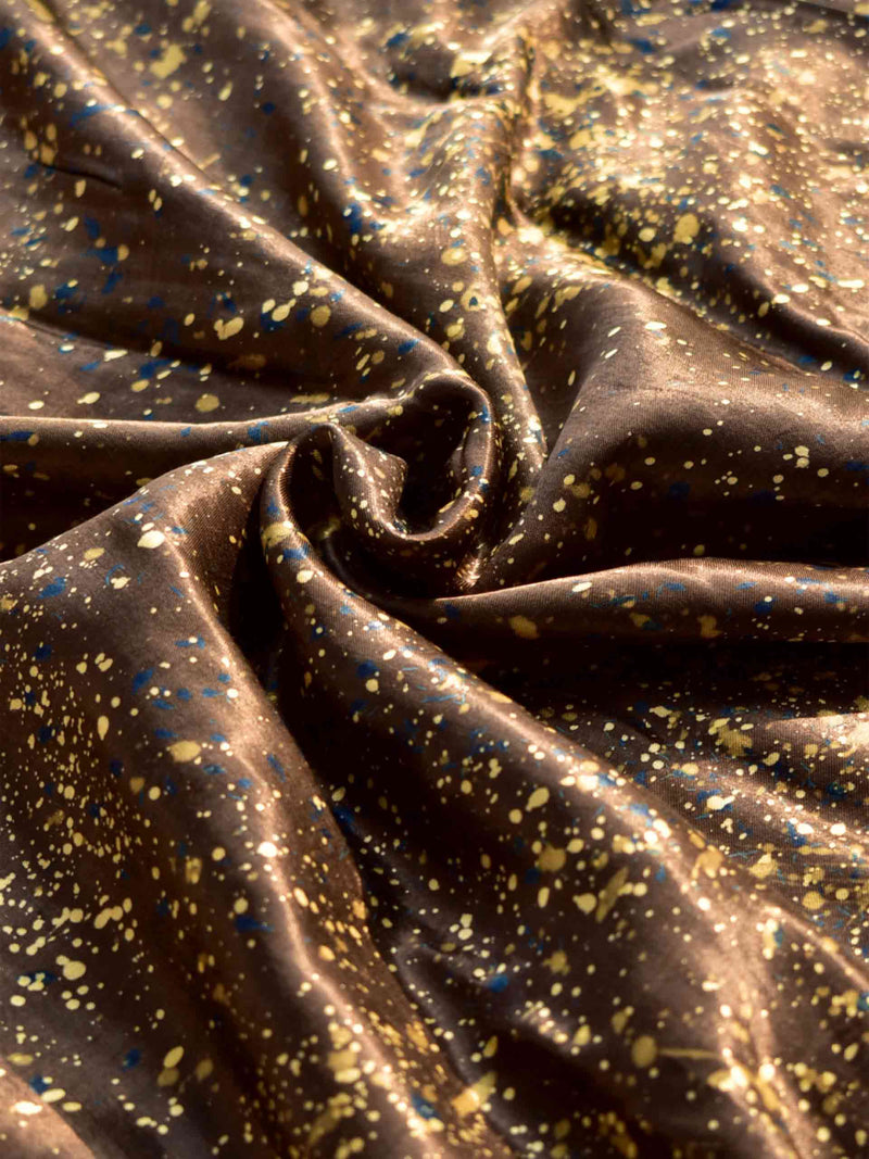 Splashes - Ajrakh Hand block printed Mashru silk fabric $47 per meter