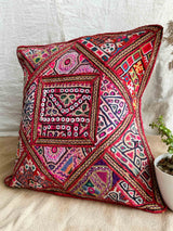 suman - hand embroidered mirror work cushion cover 18X18