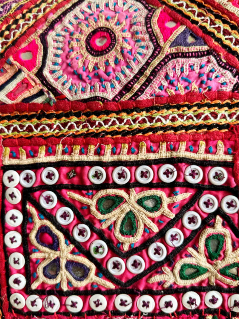 Meenakari - hand embroidered mirror work cushion cover 18X18