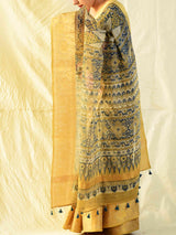 Kashish - Ajrakh handloom Kota Doria saree with zari border
