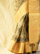 Kashish - Ajrakh handloom Kota Doria saree with zari border