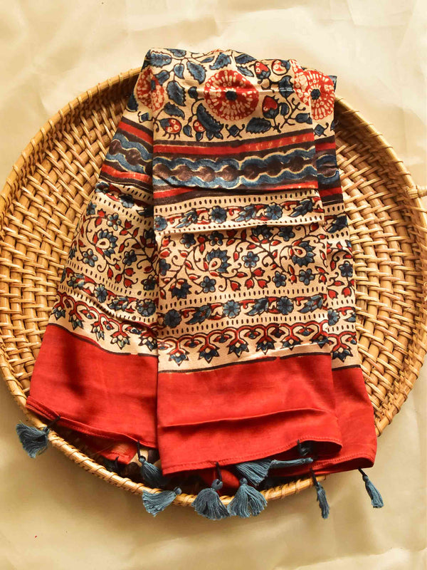 Dance - Ajrakh hand block printed Mashru silk stole