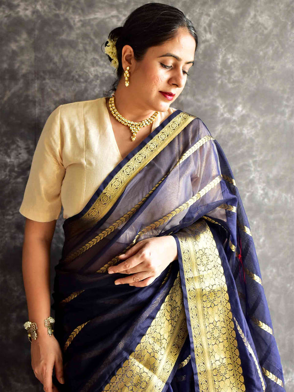 Oxford Blue - silk saree