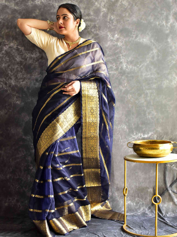 Oxford Blue - silk saree