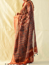 sawariyaan - Ajrakh handloom Kota Doria saree with zari border