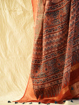 sawariyaan - Ajrakh handloom Kota Doria saree with zari border