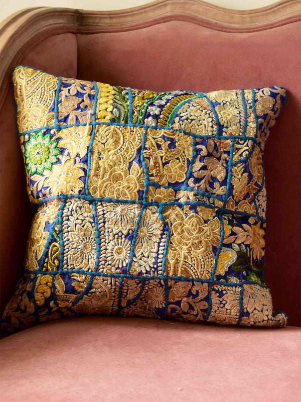 Firefly - patchwork embroidered cushion cover 16X16