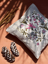 Coastal - Hand block printed cotton cushion cover 16X16