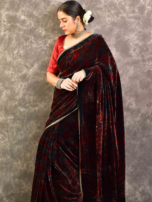 Ragini - Ajrakh Silk Velvet Saree