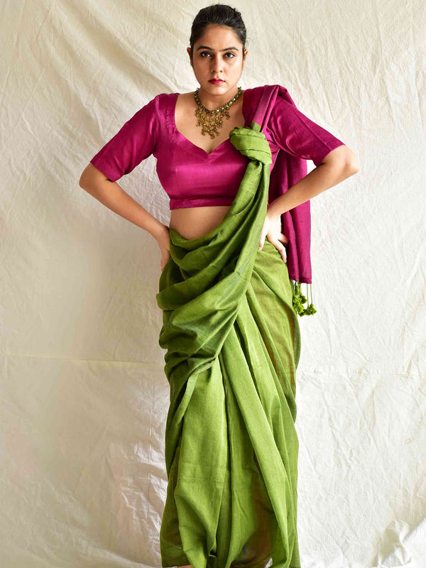 Artemisia- Dual shaded mul cotton saree