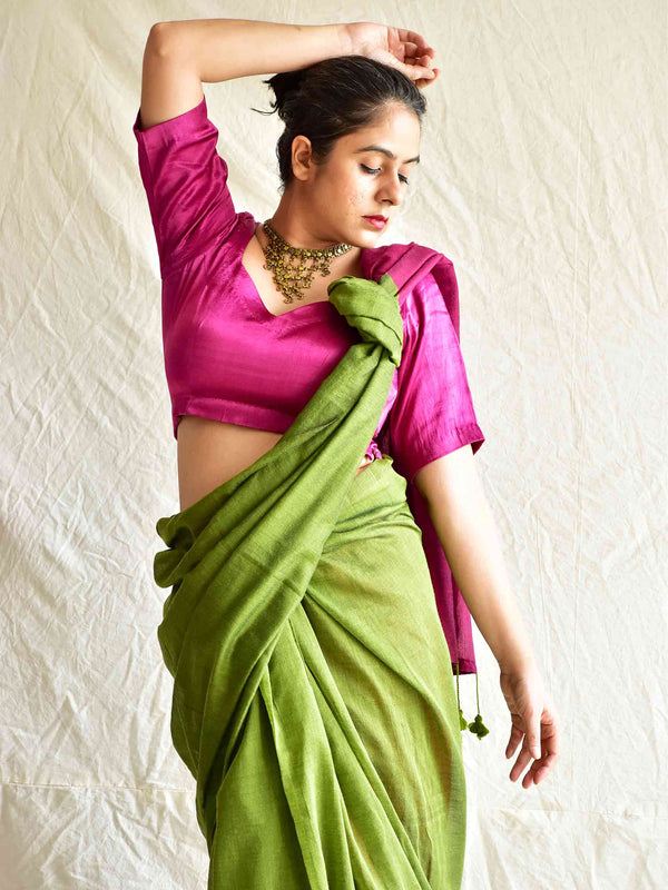 Artemisia- Dual shaded mul cotton saree