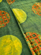 Planets - Ajrakh Hand block printed Mashru silk fabric $47 per meter